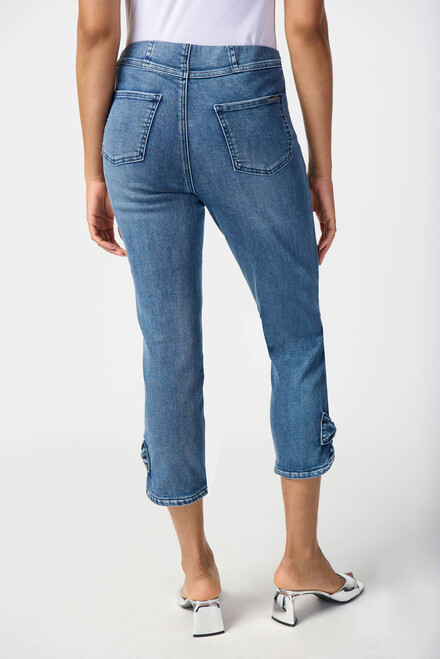 Bow Detail Capri Jeans Style 241913. Denim Medium Blue. 2