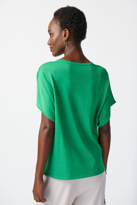 Knitted V-Neck Top Style 241915. Island Green. 2