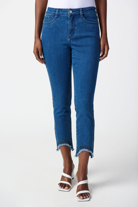 Embellished Fringe Jeans Style 241920. Denim Medium Blue