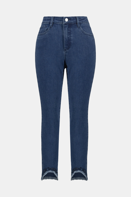 Embellished Fringe Jeans Style 241920. Denim Medium Blue. 5