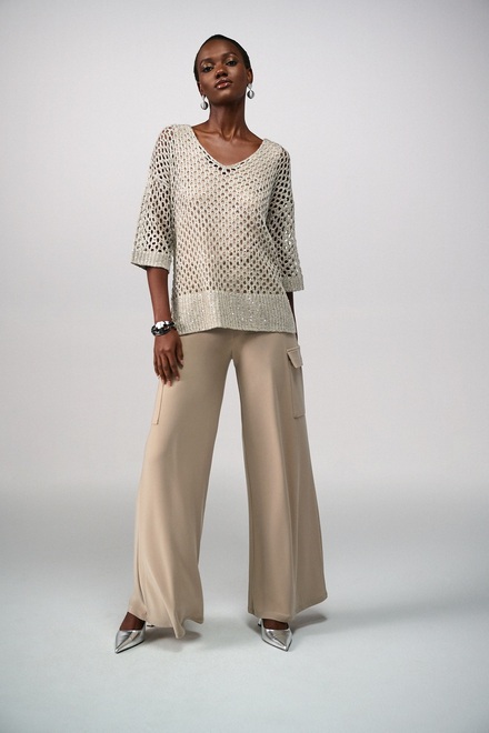 Sequin Detail Crochet Top Style 241922. Champagne 171. 4
