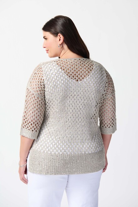 Sequin Detail Crochet Top Style 241922. Champagne 171. 11