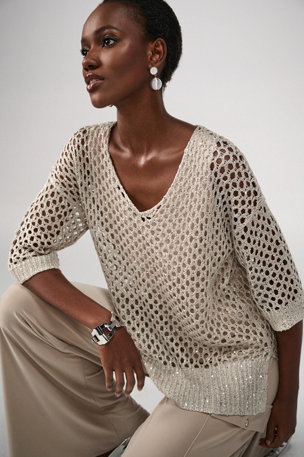 Sequin Detail Crochet Top Style 241922
