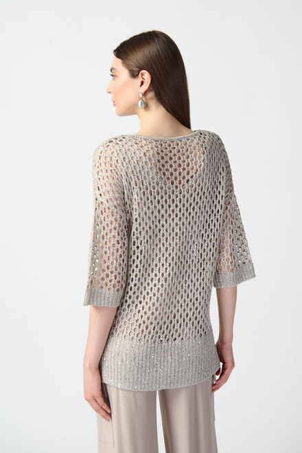 Sequin Detail Crochet Top Style 241922. Champagne 171. 6