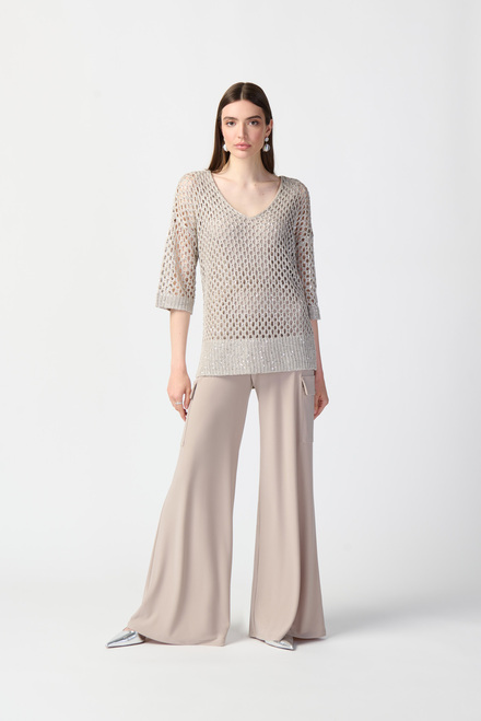 Sequin Detail Crochet Top Style 241922. Champagne 171. 8