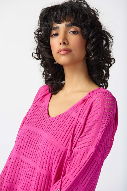 Perforated Crochet Top Style 241923. Ultra Pink. 3