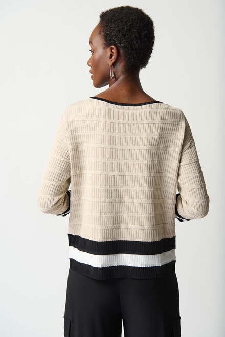 Striped Knit Top Style 241924. Moonstone/vanilla/black. 2