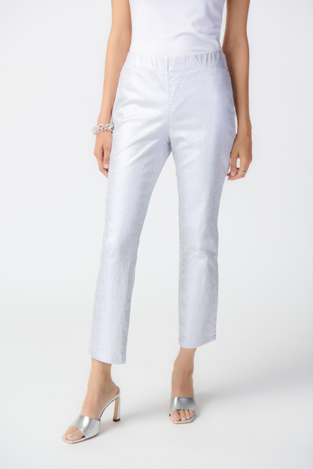 Croc Skin Textured Pants Style 241932. White/silver. 3