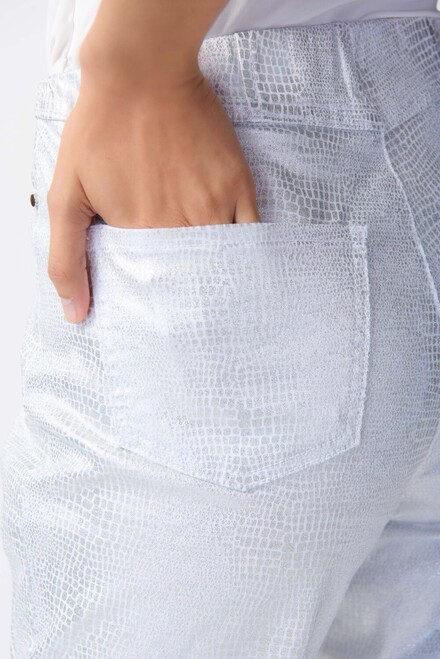Croc Skin Textured Pants Style 241932. White/silver. 5