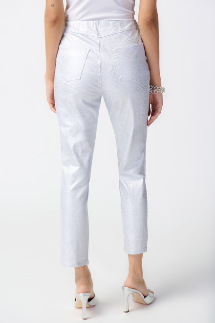 Croc Skin Textured Pants Style 241932. White/silver. 4