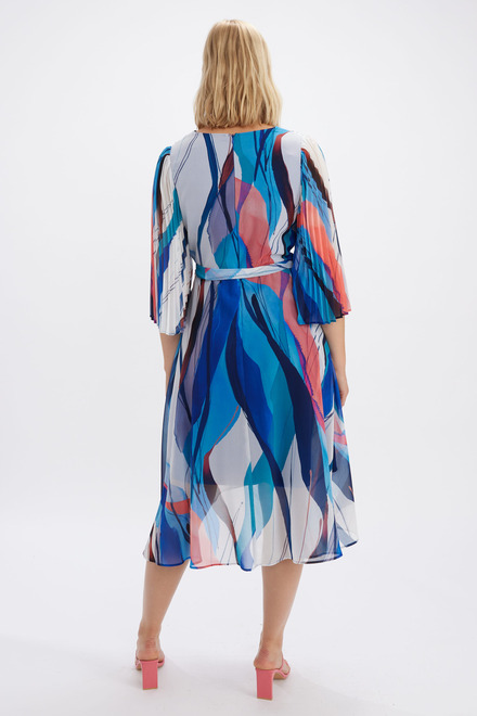 Pleated Sleeve Printed Dress Style 246102. Blue/multi. 2