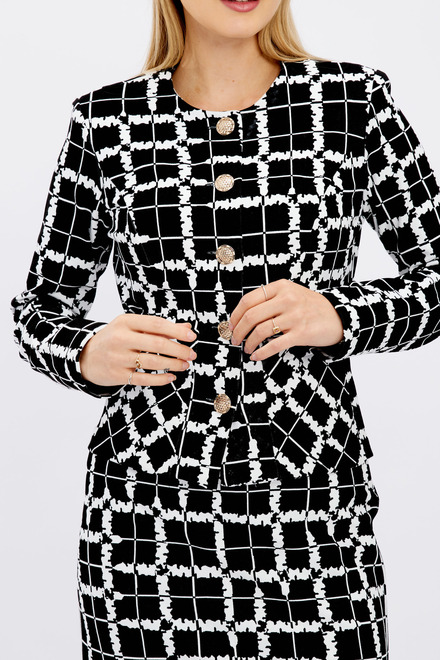 Button Detail Checkered Jacket Style 246109. Black/offwhite. 3