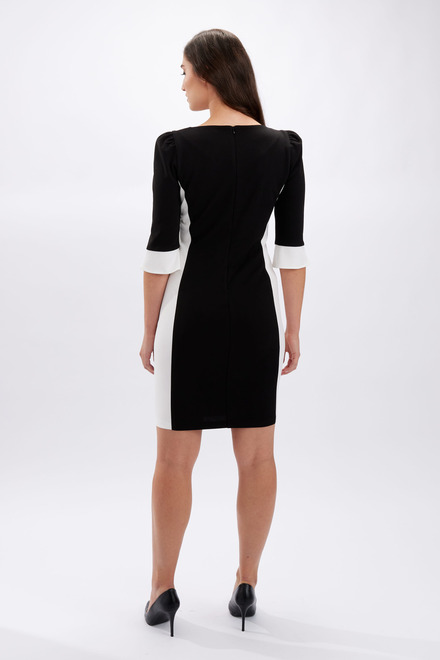3/4 Sleeve Two-Tone Dress Style 246124. Black/offwhite. 5