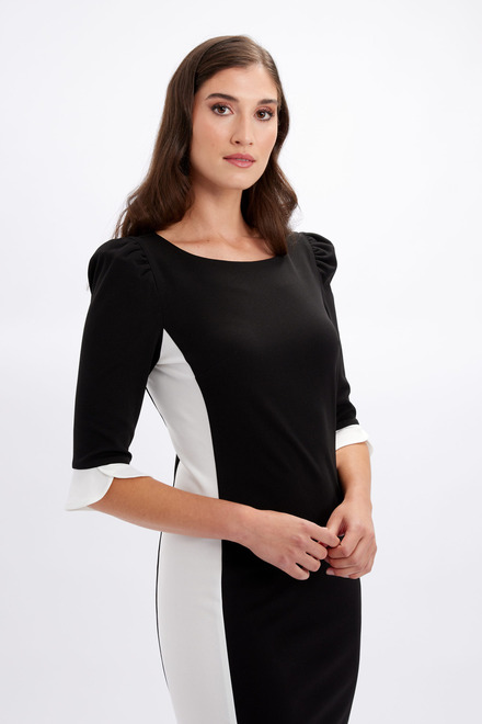 3/4 Sleeve Two-Tone Dress Style 246124. Black/offwhite. 7