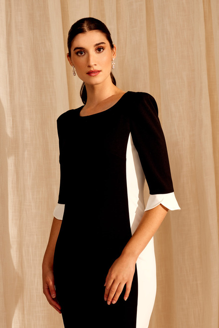 3/4 Sleeve Two-Tone Dress Style 246124. Black/offwhite. 3