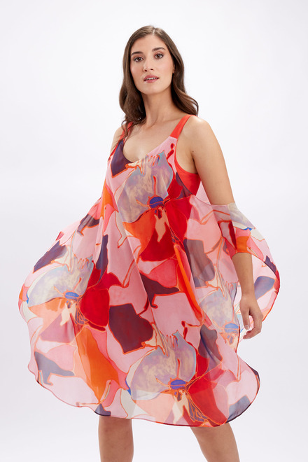 Abstract Print Chiffon Dress Style 246142. Orange
