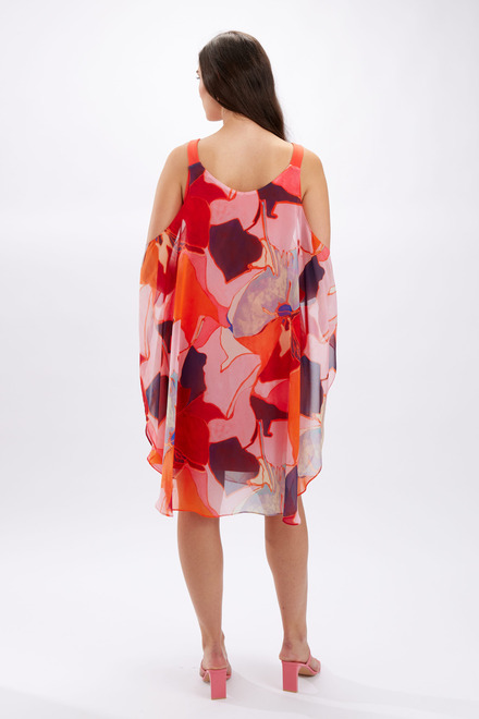 Abstract Print Chiffon Dress Style 246142. Orange. 2