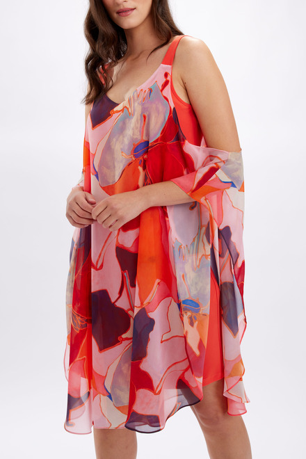 Abstract Print Chiffon Dress Style 246142. Orange. 3