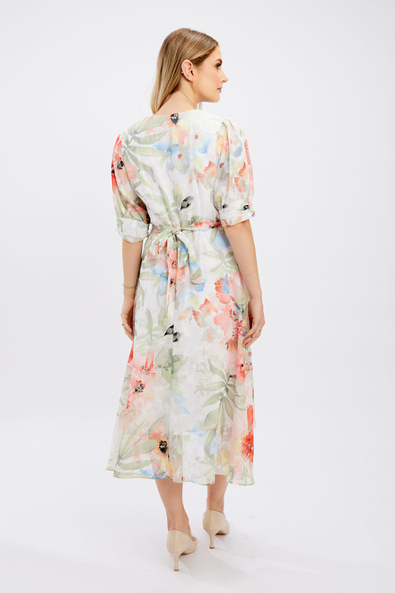Floral &amp; Palm Print Wrap Dress Style 246164. White/orange. 5