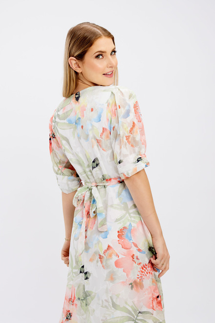 Floral &amp; Palm Print Wrap Dress Style 246164. White/orange. 9