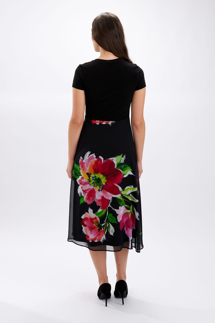 Floral Chiffon Dress Style 246188. Black/fuchsia. 3
