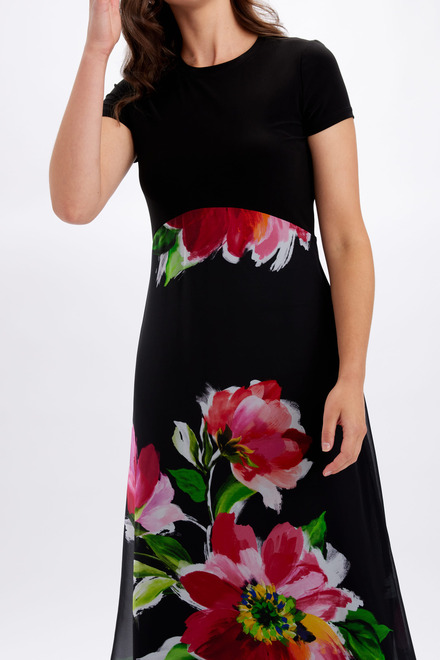 Floral Chiffon Dress Style 246188. Black/fuchsia. 5