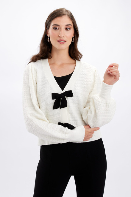 Bow Front Knit Cardigan Style 246224U. Offwhite. 8