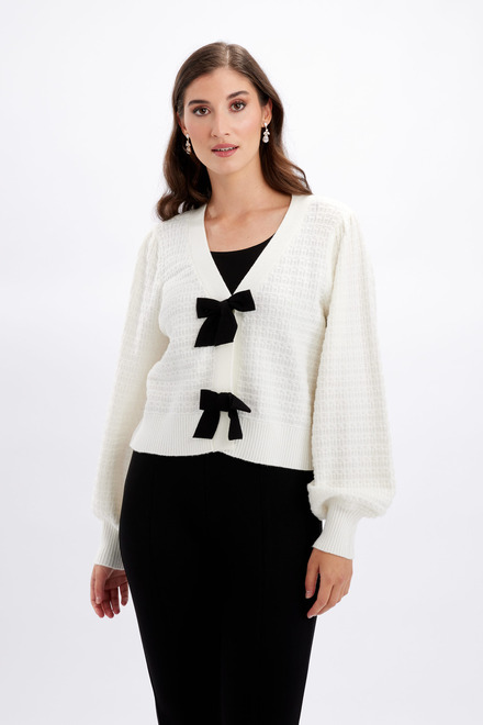 Bow Front Knit Cardigan Style 246224U. Offwhite. 6