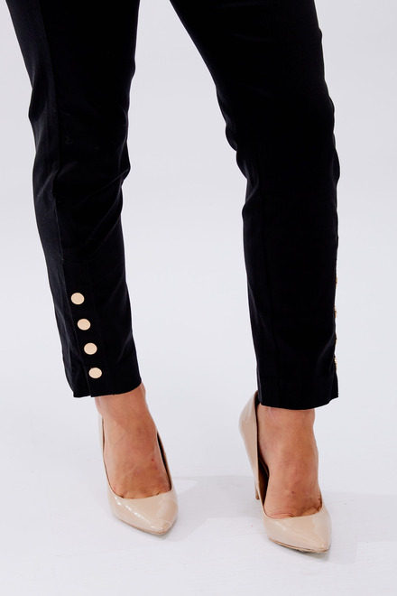 Button Detail Slim Leg Pants Style 246244U. Black. 3