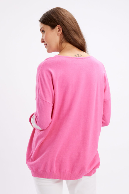Rhinestone Heart Sleeve Sweater Style 246251U. Pink. 5