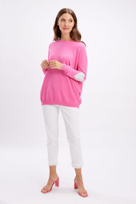 Rhinestone Heart Sleeve Sweater Style 246251U. Pink. 7