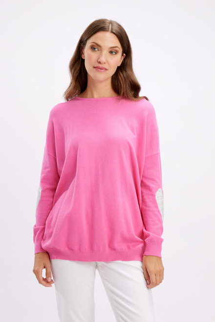 Rhinestone Heart Sleeve Sweater Style 246251U. Pink. 6