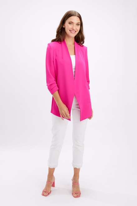 Clean Front Longline Blazer Style 246343. HOT PINK