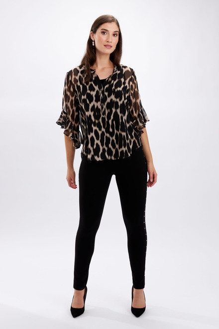 Leopard Print Chiffon Blouse Style 246351. Black/blush. 5