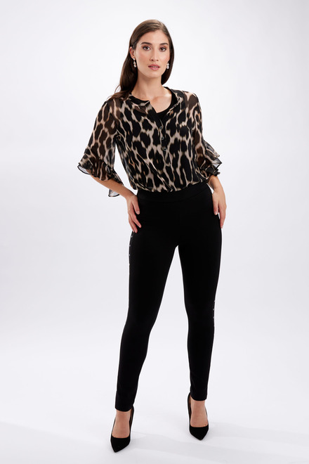 Leopard Print Chiffon Blouse Style 246351. Black/blush. 6