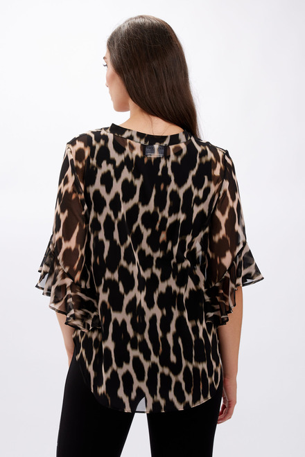 Leopard Print Chiffon Blouse Style 246351. Black/blush. 3