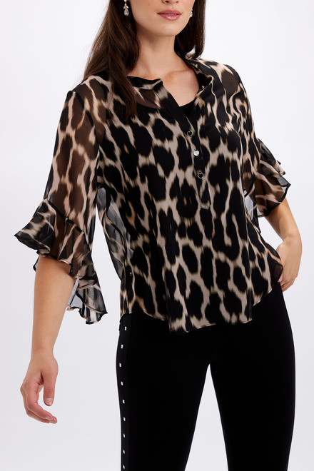 Leopard Print Chiffon Blouse Style 246351. Black/blush. 4