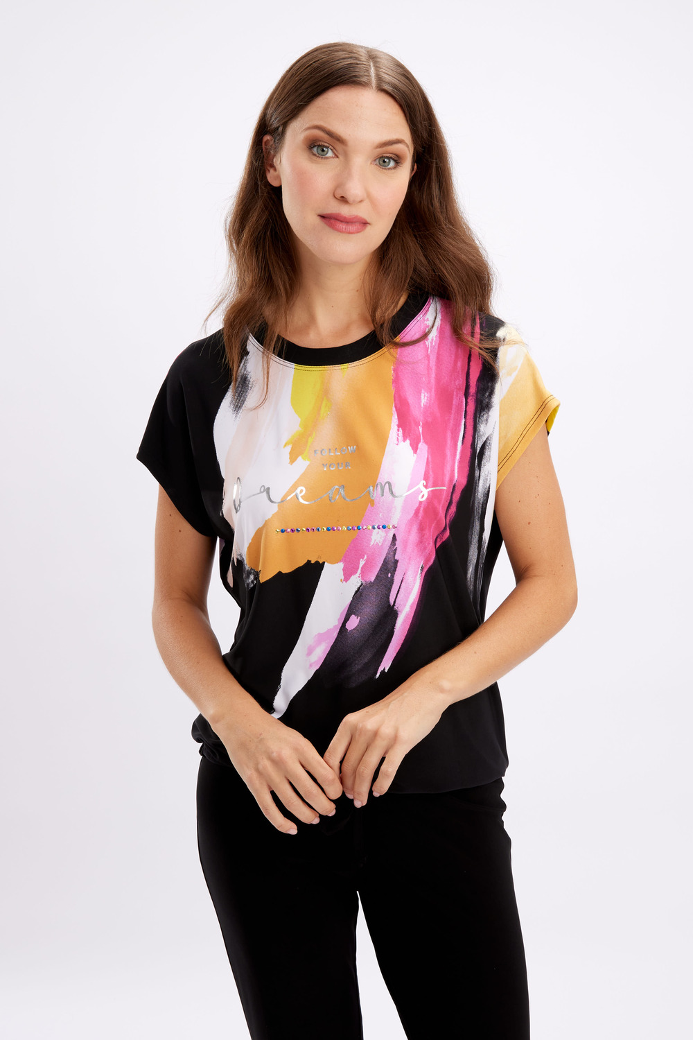 T-shirt coloré avec message modèle 246462. Noir/multi