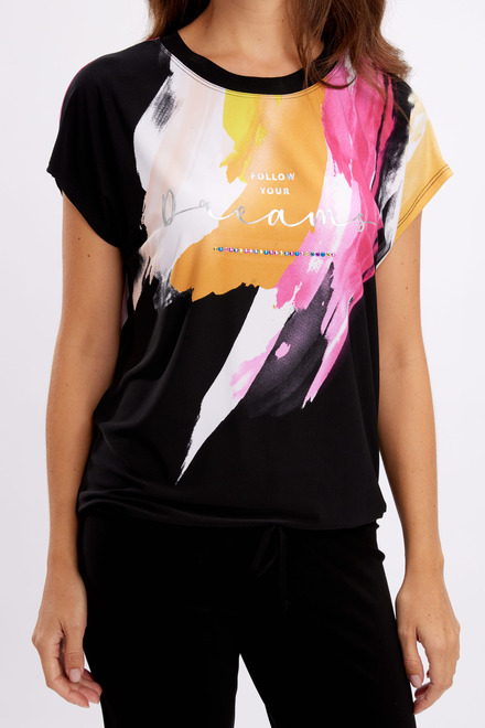 Graphic Front T-Shirt Style 246462. Black/multi. 2