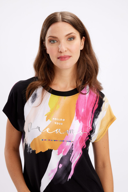 Graphic Front T-Shirt Style 246462. Black/multi. 3