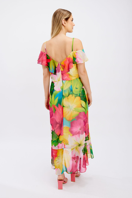 Hibiscus Print Ruffle Dress Style 246484. Fuchsia/green. 2