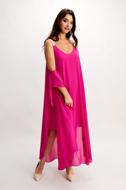 Robe longue 2-en-1, voile Modèle 248003. Bright pink