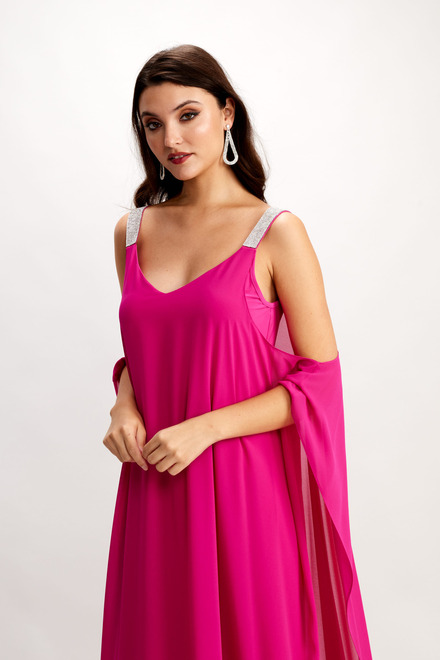 Chiffon Overlay Sleeveless Dress Style 248003. Bright Pink. 4