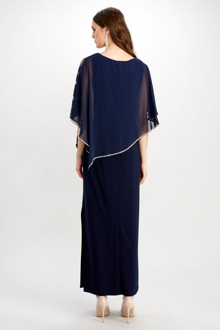 Draped Chiffon Dress Style 248101. Midnight Blue/fucshia. 2