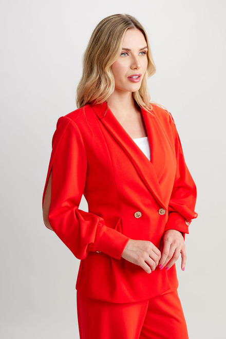 Double-Breasted Puffed Sleeve Blazer Style 248128. Cherry