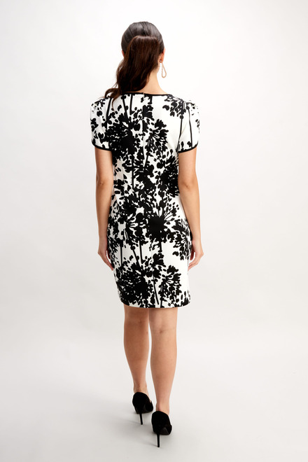 Abstract Floral Print Dress Style 248140. Offwhite/black. 2