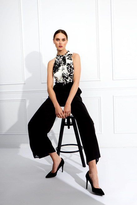 Sleeveless Floral Top Jumpsuit Style 248142. Black/offwhite. 3