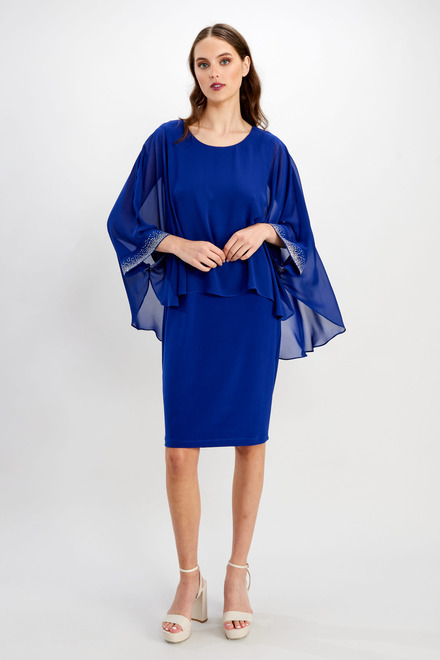 Rhinestone Detail Chiffon Dress Style 248148. Imperial Blue
