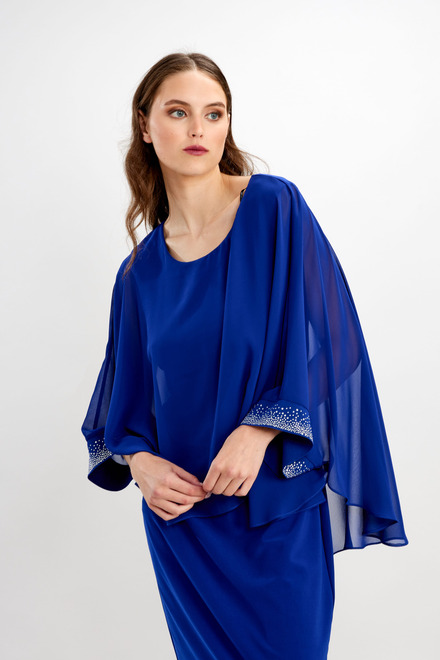 Robe, poncho en voile mod&egrave;le 248148. Bleu Imperiale. 4