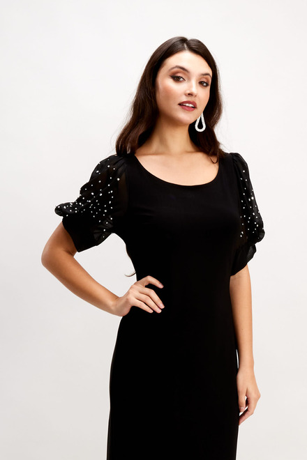 Rhinestone Puff Sleeve Dress Style 248151. Black. 4